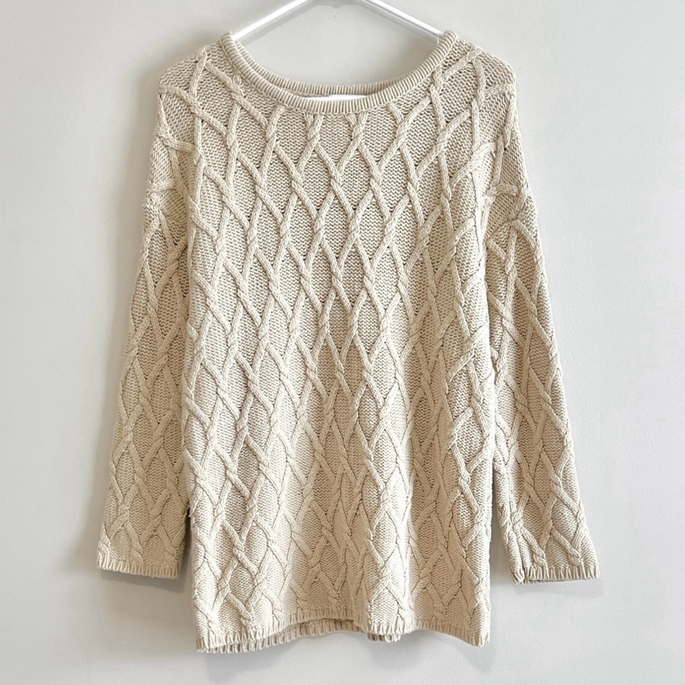 J. Jill Pure Jill Cotton Wool Blend Cable Knit Sweater